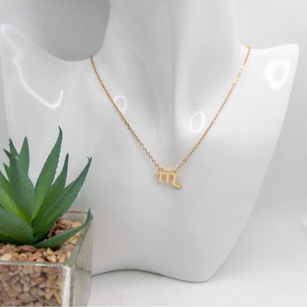 Scorpio Gold Tone Star Sign Necklace Minimalist Dainty Birthday Horoscope